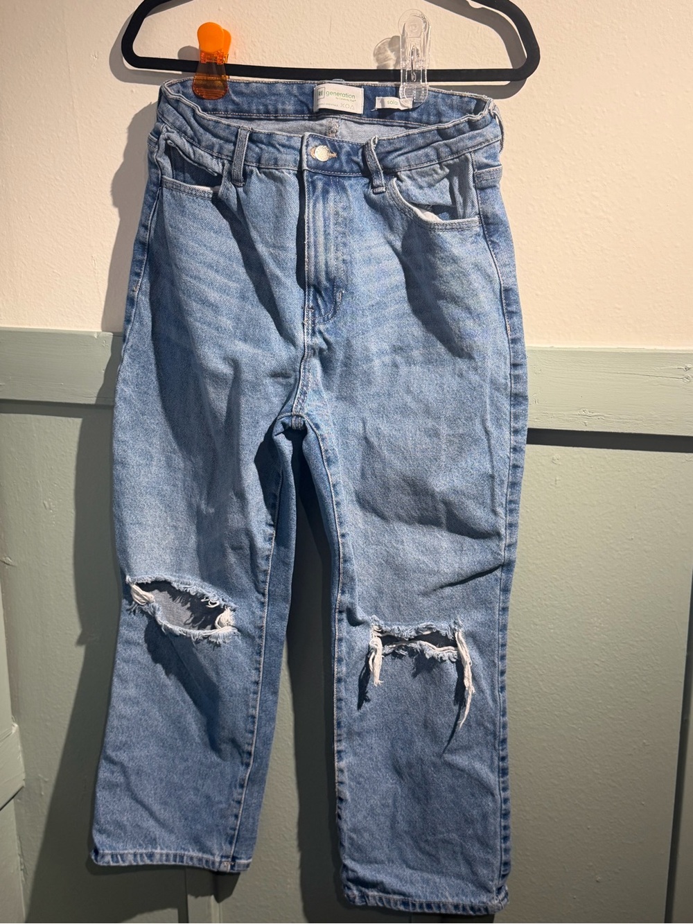 Celebrity Pink Light Blue Distressed Boyfriend Jeans